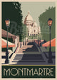 Affiche Montmartre escaliers Sacré-Cœur lampadaires auvents