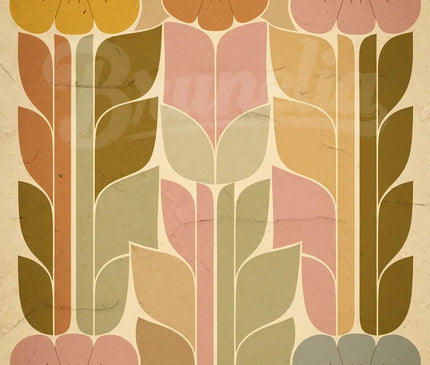 Affiche vintage motifs floraux multicolores