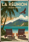 Affiche Chaises longues face à la mer La Réunion