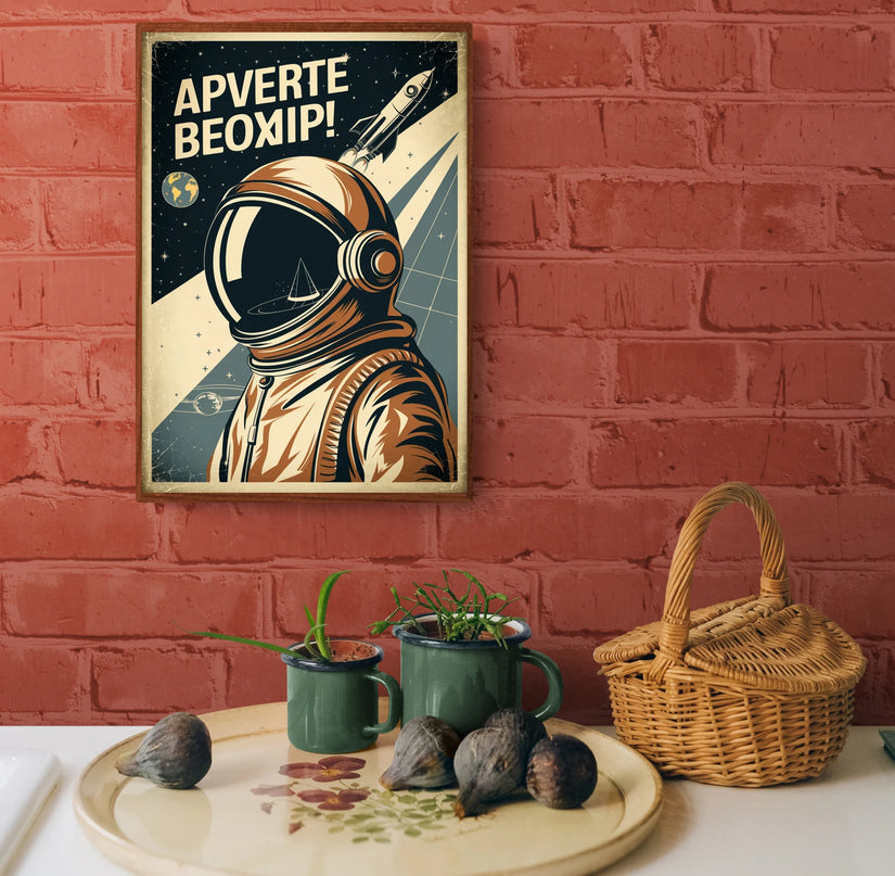 Affiche vintage tenue spatiale rétro