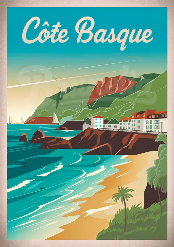 Affiche côte basque vintage