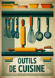 Affiche ustensiles de cuisine rétro Art déco