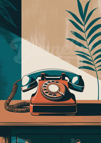 Affiche téléphone rotatif rétro années 70