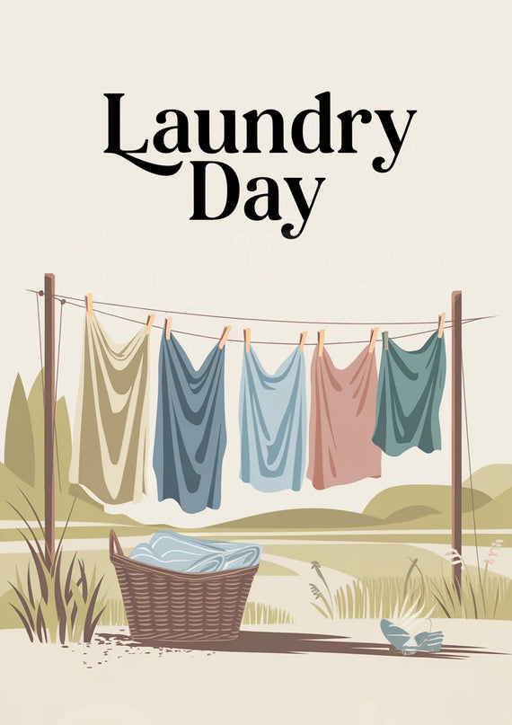 affiche linge suspendu rétro 1