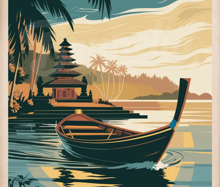 Affiche bateau traditionnel vintage Bali