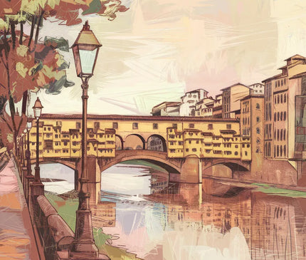Affiche promenade Arno rétro Florence