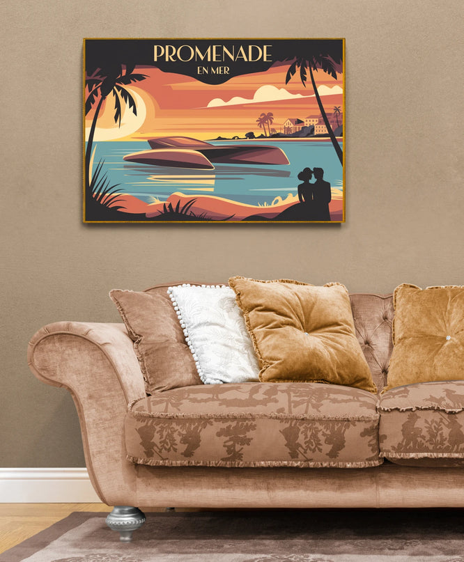 Affiche promenade maritime vintage