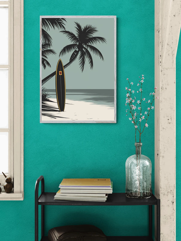 affiche surf vintage noir et blanc
