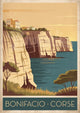 Affiche Bonifacio falaises calcaires Corse vintage