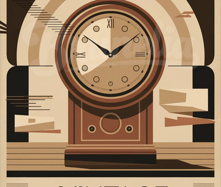 Affiche horloge sur pied rétro