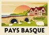 Affiche Architecture colombages moutons Pays basque