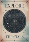 Affiche Carte Céleste et Constellations Style Vintage