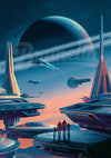 Affiche décor science-fiction métropole futuriste