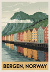 Affiche Bergen fjord aux maisons colorées de Norvège