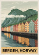 Affiche Bergen fjord aux maisons colorées de Norvège