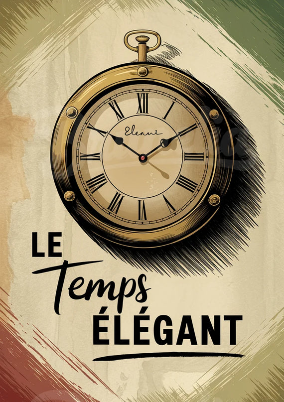 Affiche cadran horloge vintage