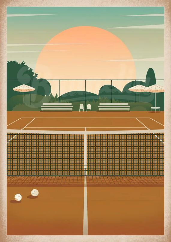 Affiche vintage filet de tennis