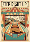 Affiche Trapézistes chapiteau rayé vintage Cirque
