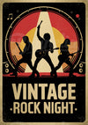 Affiche de concert rock avec musiciens en silhouette