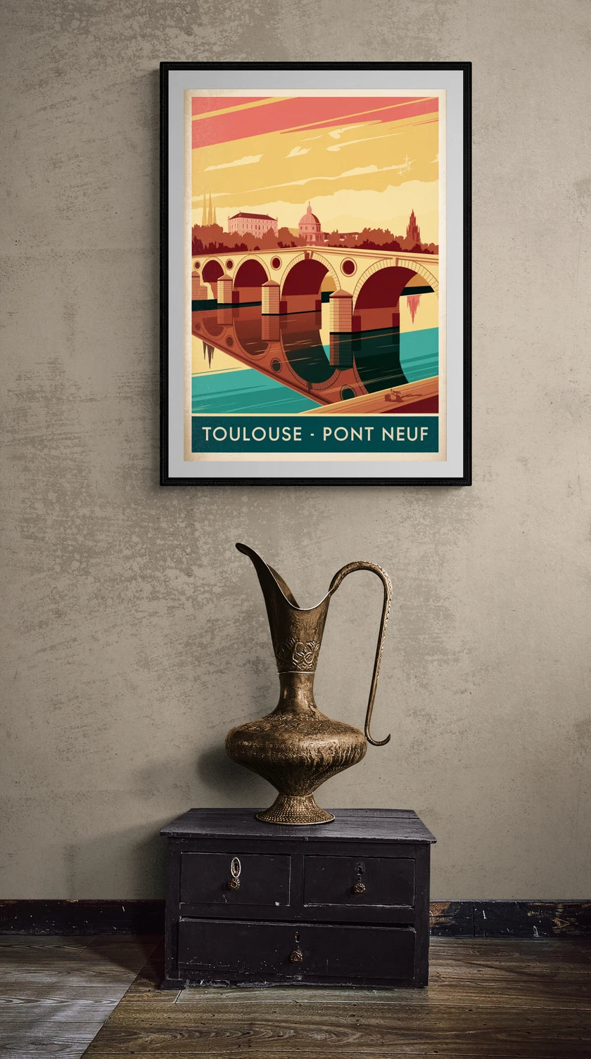 Affiche vintage pont Neuf Toulouse