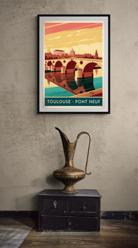 Affiche Pont Neuf Toulouse style Art déco années 1930