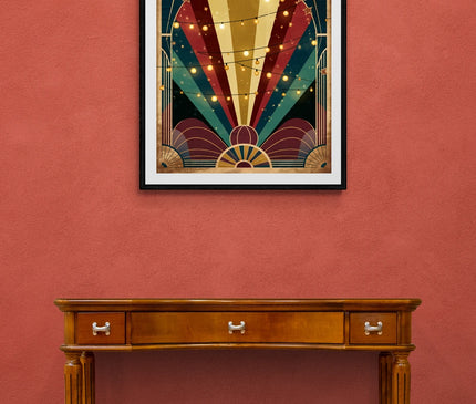 Affiche vintage guirlandes lumineuses de cirque