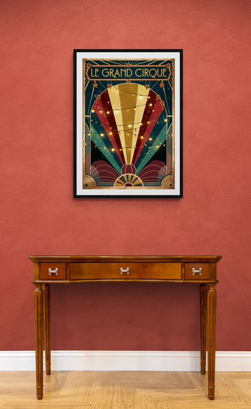 Affiche vintage guirlandes lumineuses de cirque