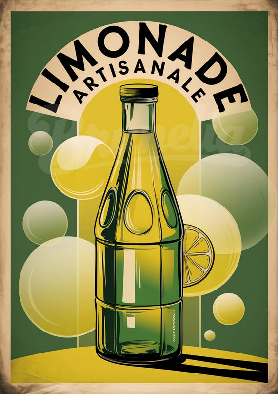 Affiche bouteille limonade vintage