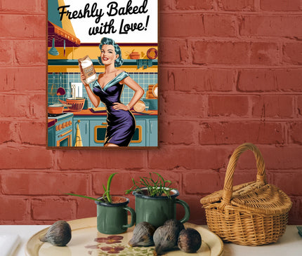 Affiche pin-up et cuisine vintage