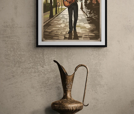 Affiche vintage musicien de rue