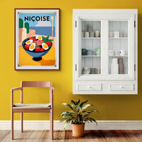 Affiche Salade Niçoise rétro bord de mer