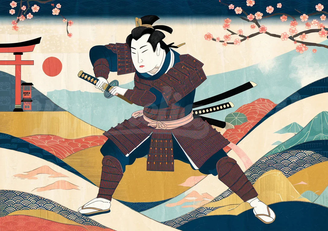 Affiche vintage guerrier samouraï