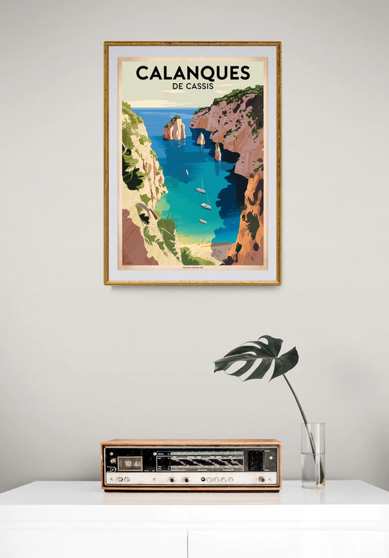 Affiche falaises Cassis rétro