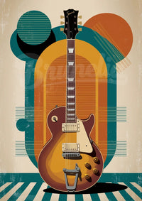 Poster Guitare Sunburst – Design Abstrait