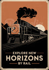 Affiche locomotive à vapeur Explore New Horizons