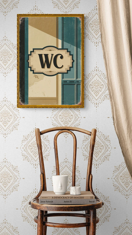 affiche porte WC vintage