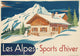 Affiche Les Alpes hiver chalet montagne enneigé rétro