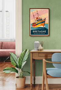 Affiche Bateau de Pêche Breton Retour de Pêche