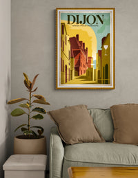 Affiche Dijon Bourgogne vins de France style Art déco