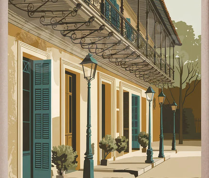 Affiche architecture coloniale vintage