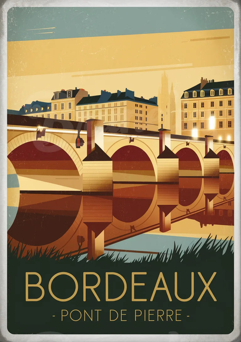 Affiche Pont de Pierre Bordeaux style Art déco