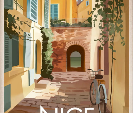 Affiche vintage ruelles pavées Nice