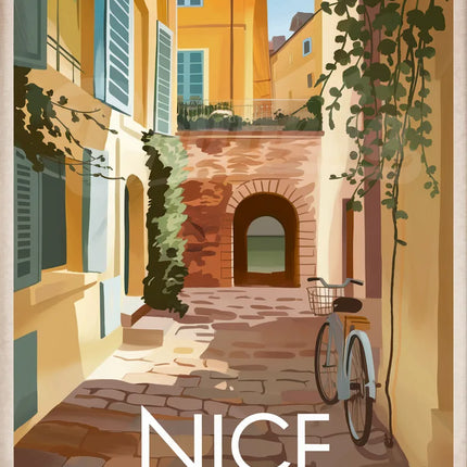 Affiche vintage ruelles pavées Nice