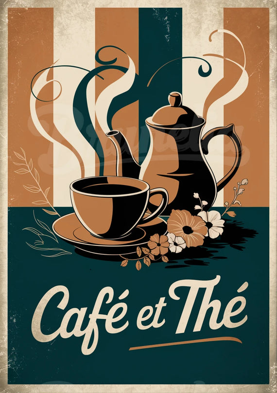 affiche vintage café et thé