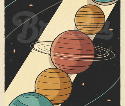 Affiche vintage planète stylisée