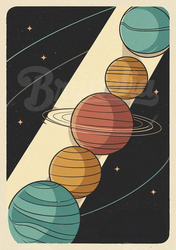 Affiche vintage planète stylisée