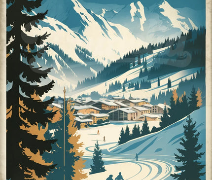 Affiche sentier alpin rétro