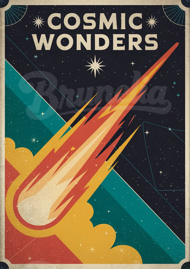 Affiche Comète cosmique rétro futuriste années 1950