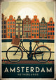 Affiche Amsterdam canal et bicyclette style rétro