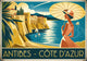 Affiche Antibes avec châteaufort et femme élégante années 1930